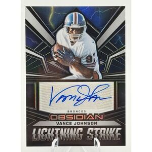 2023 Panini Obsidian‎ Vance Johnson Lightning Strike Silver Prizm Auto /199